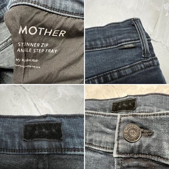 MOTHER Stunner Zip Ankle Step Fray Hem Jeans SIZE 28 My Wildest Ride Blue - Picture 6 of 12